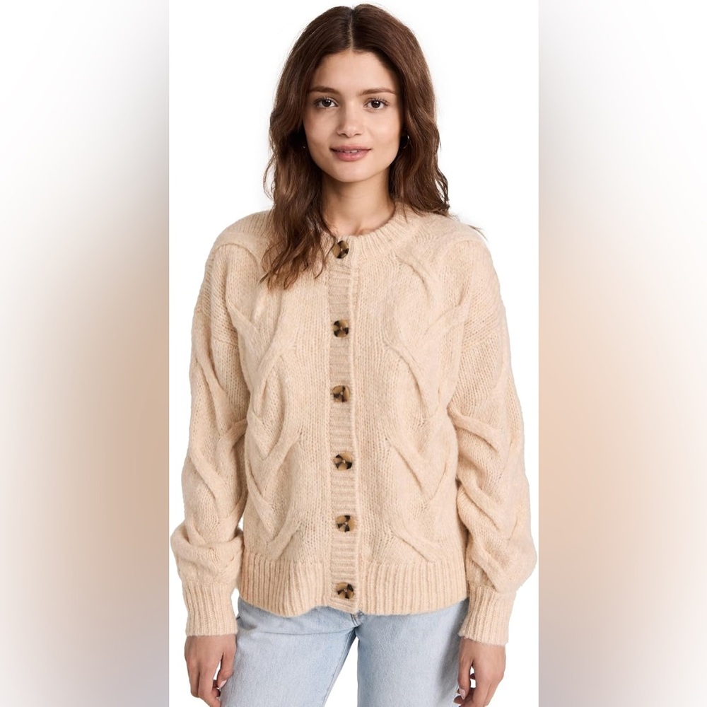 Madewell Ashmont Oversized Soft Chunky Cable Knit Button Front Sweater